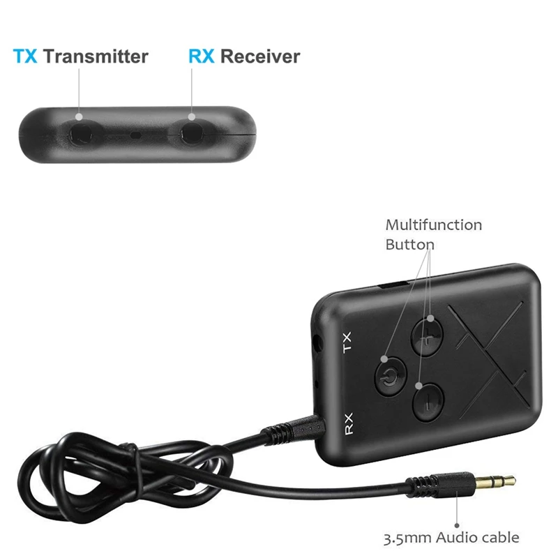 2 v 1, Bezdrôtová 5.0 Vysielač, Prijímač Audio Stereo Hudby TX-10 Bluetooth Adaptér pre TV Auto Reproduktorov Hudba 4