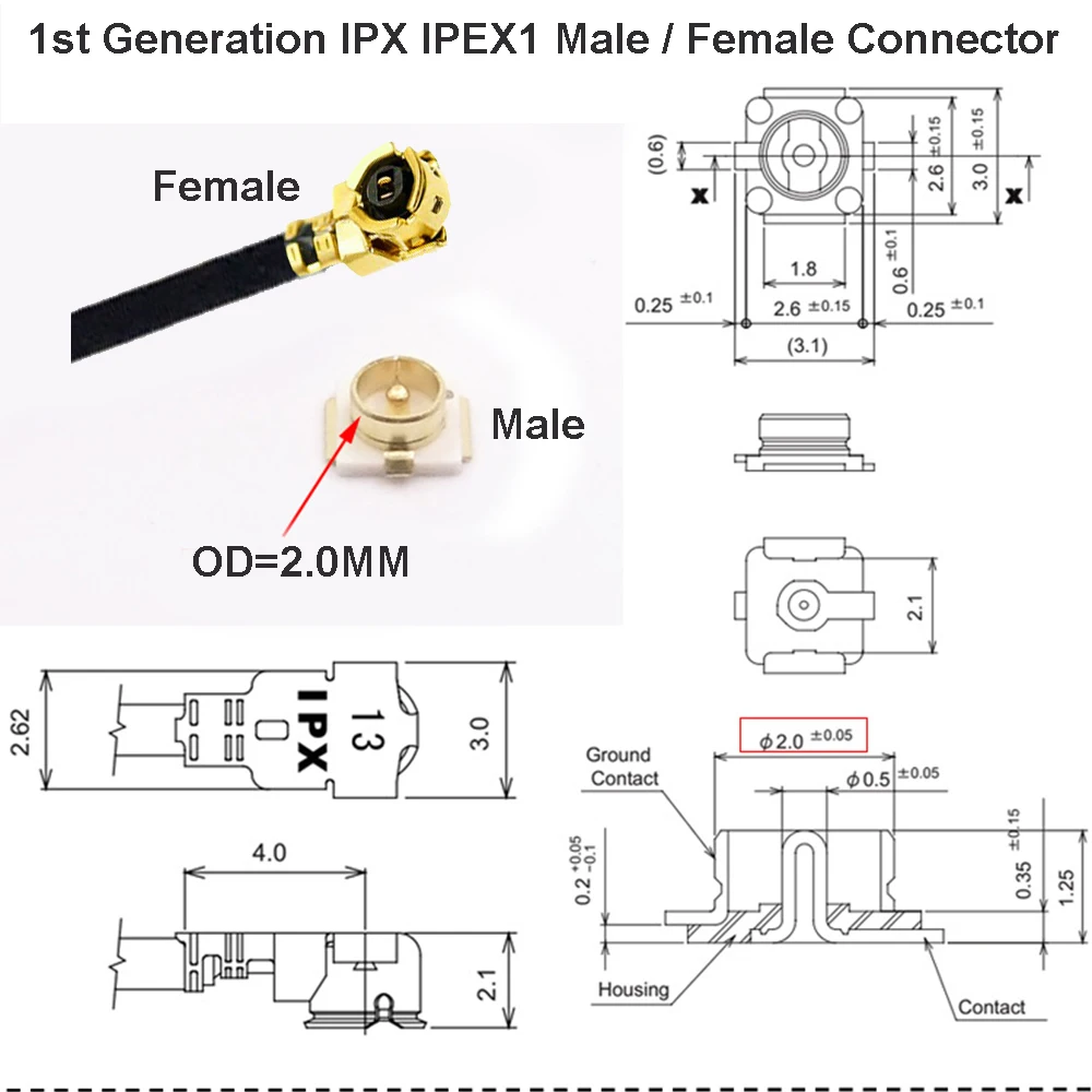 1PCS IPX IPEX1 U. fl Žena na U. fl IPEX1 Žena Antény WIFI Predlžovací Kábel ANTÉNNY Koaxiálny RF1.13 Pigtail pre Router 3g, 4g Modem 3
