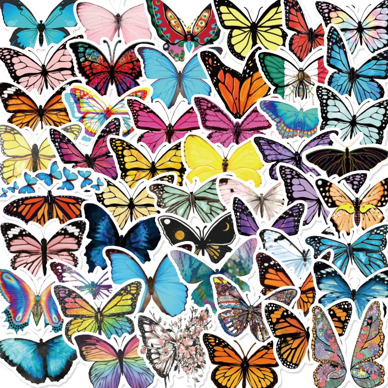 50pcs/set Motýľ Nálepiek Krásne Hmyzu Motýľ, Nálepky na Notebook, Skateboard Gitara Papiernictvo Nepremokavé Nálepky 0