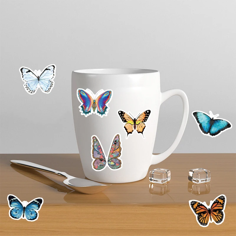 50pcs/set Motýľ Nálepiek Krásne Hmyzu Motýľ, Nálepky na Notebook, Skateboard Gitara Papiernictvo Nepremokavé Nálepky 2