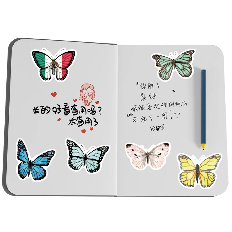 50pcs/set Motýľ Nálepiek Krásne Hmyzu Motýľ, Nálepky na Notebook, Skateboard Gitara Papiernictvo Nepremokavé Nálepky 3