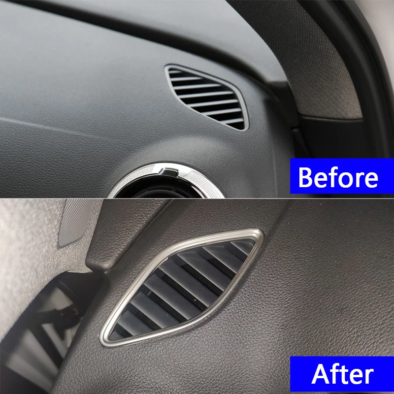 Z nehrdzavejúcej Ocele Auto, Interiér, prístrojová doska Strane Klimatizácia Zásuvky Otvory Rám Dekoratívne Nálepky Výbava Pre Audi A3 8V 2013-2019 0