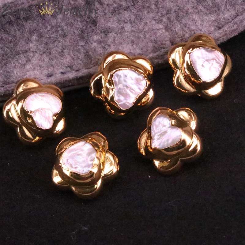 10PCS, Pozlátené Prírodné Perly Konektor Perly,perleť Šperky Komponent, Originálne Handmade Zistenia 2