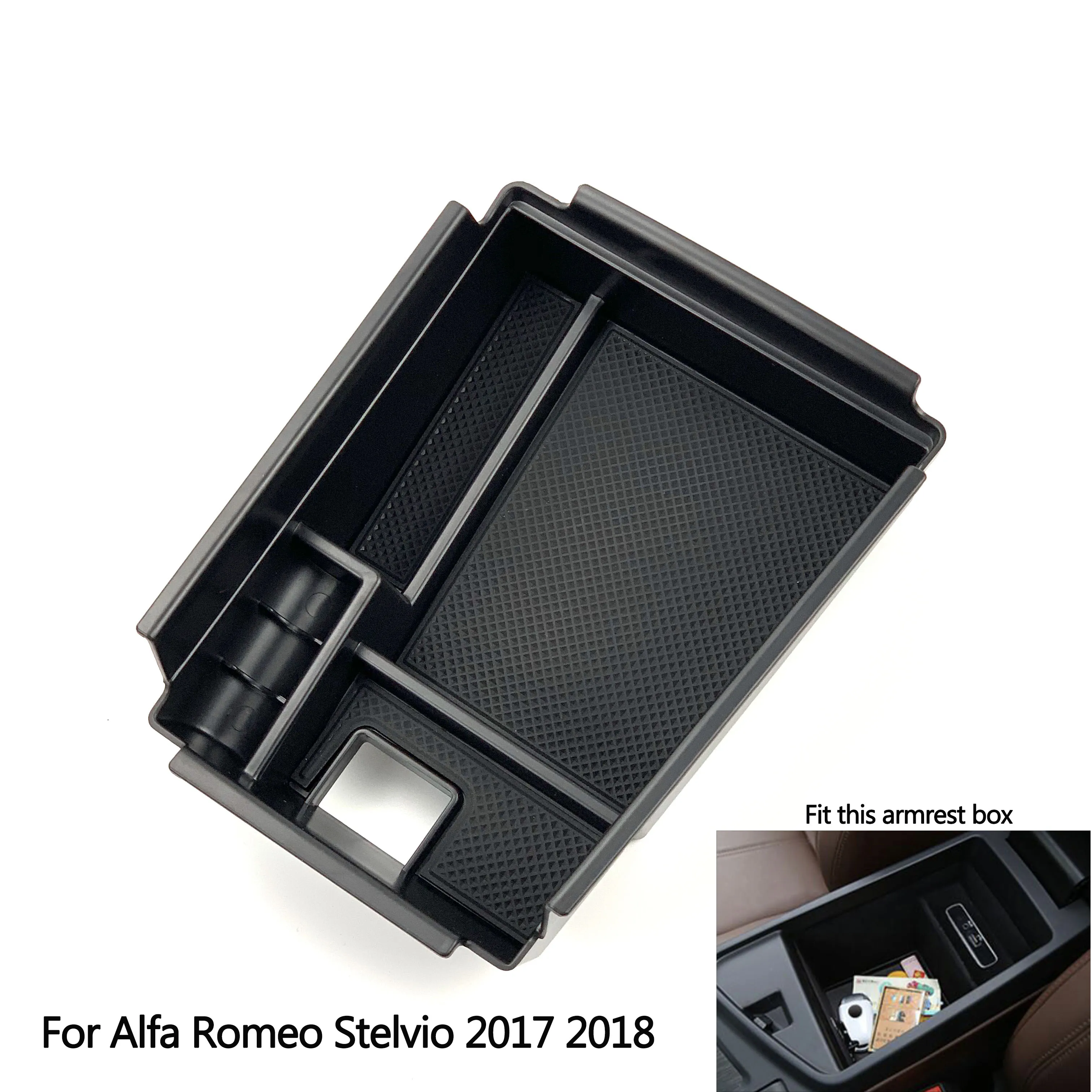 1pc Auto Príslušenstvo, Centrálne Opierke Úložný Box Pre Alfa Romeo Stelvio 2017 2018 Konzoly Rukavice Držiak Prípade Kontajner 0