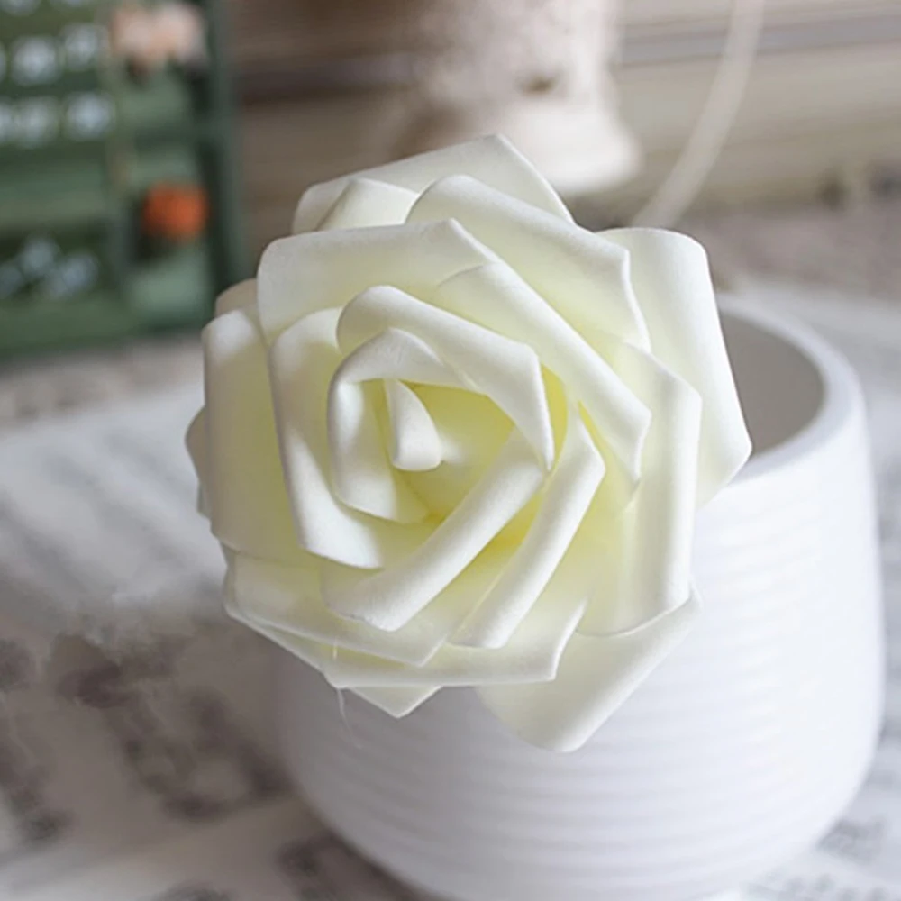 50pcs/set Rose Biele Kytice Pivónia Umelé Kvety, Bud Nevesta Svadobné Domáce Dekorácie Falošné Kvety Faux 5