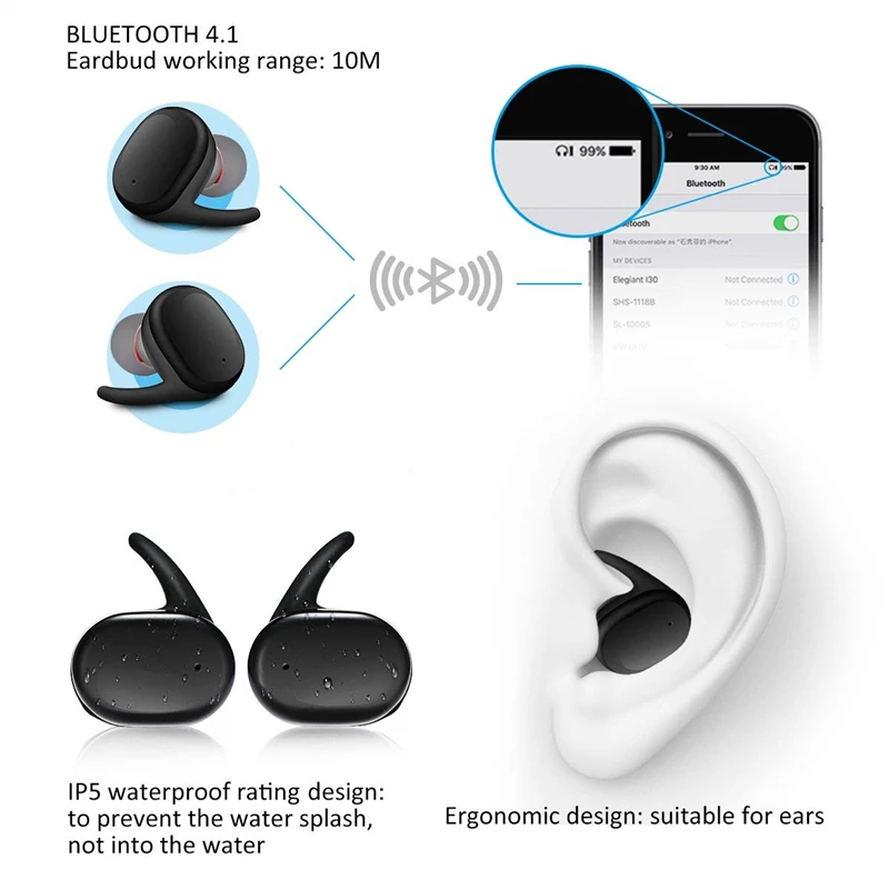 Savioke Y30 Bezdrôtový Blutooth 5.0 Slúchadlá do uší Potlačením Hluku Headset 3DSound Music In-ear Slúchadiel do uší Pre Android IOS Bunky 1