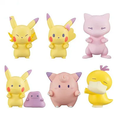 6pcs/set TAKARA TOMY pokémon pikachu Psyduck Mewtwo Clefairy anime action & hračka údaje model hračky pre deti, 1