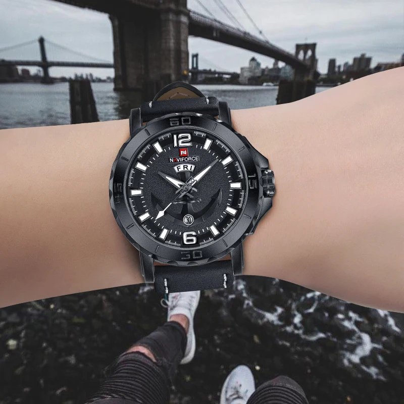 NAVIFORCE pánskej Módy Business náramkové hodinky Quartz Tvorivé Športové Hodinky Mužov Luxusné Značky Hodinky Hodiny Muž Relogio Masculino 2
