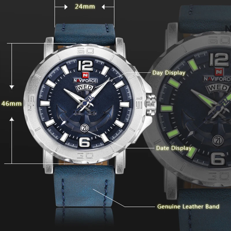 NAVIFORCE pánskej Módy Business náramkové hodinky Quartz Tvorivé Športové Hodinky Mužov Luxusné Značky Hodinky Hodiny Muž Relogio Masculino 4