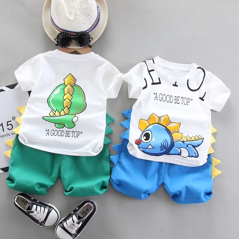 Nové Baby Boy Oblečenie Sady Módne Letné Karikatúra Roztomilý Dinosaurus T-Shirt +šortky Deti, Dievčatá Šaty, Obleky Deti Bavlna Sady 0