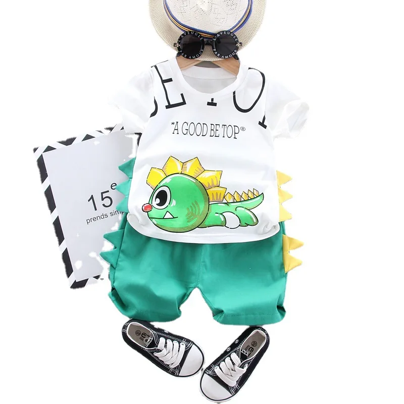 Nové Baby Boy Oblečenie Sady Módne Letné Karikatúra Roztomilý Dinosaurus T-Shirt +šortky Deti, Dievčatá Šaty, Obleky Deti Bavlna Sady 2