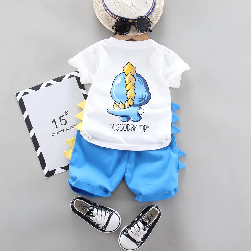 Nové Baby Boy Oblečenie Sady Módne Letné Karikatúra Roztomilý Dinosaurus T-Shirt +šortky Deti, Dievčatá Šaty, Obleky Deti Bavlna Sady 4