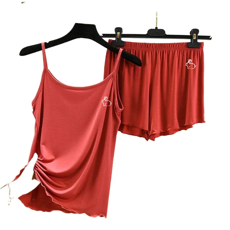 1811-D9 Ženy Pyžamo SuitsLoose Šatka Šortky Pre Lady Sady Sleepwear Letné Voľné Bežné Nightgown Farbou Ženské Oblečenie Pre Voľný Čas 4