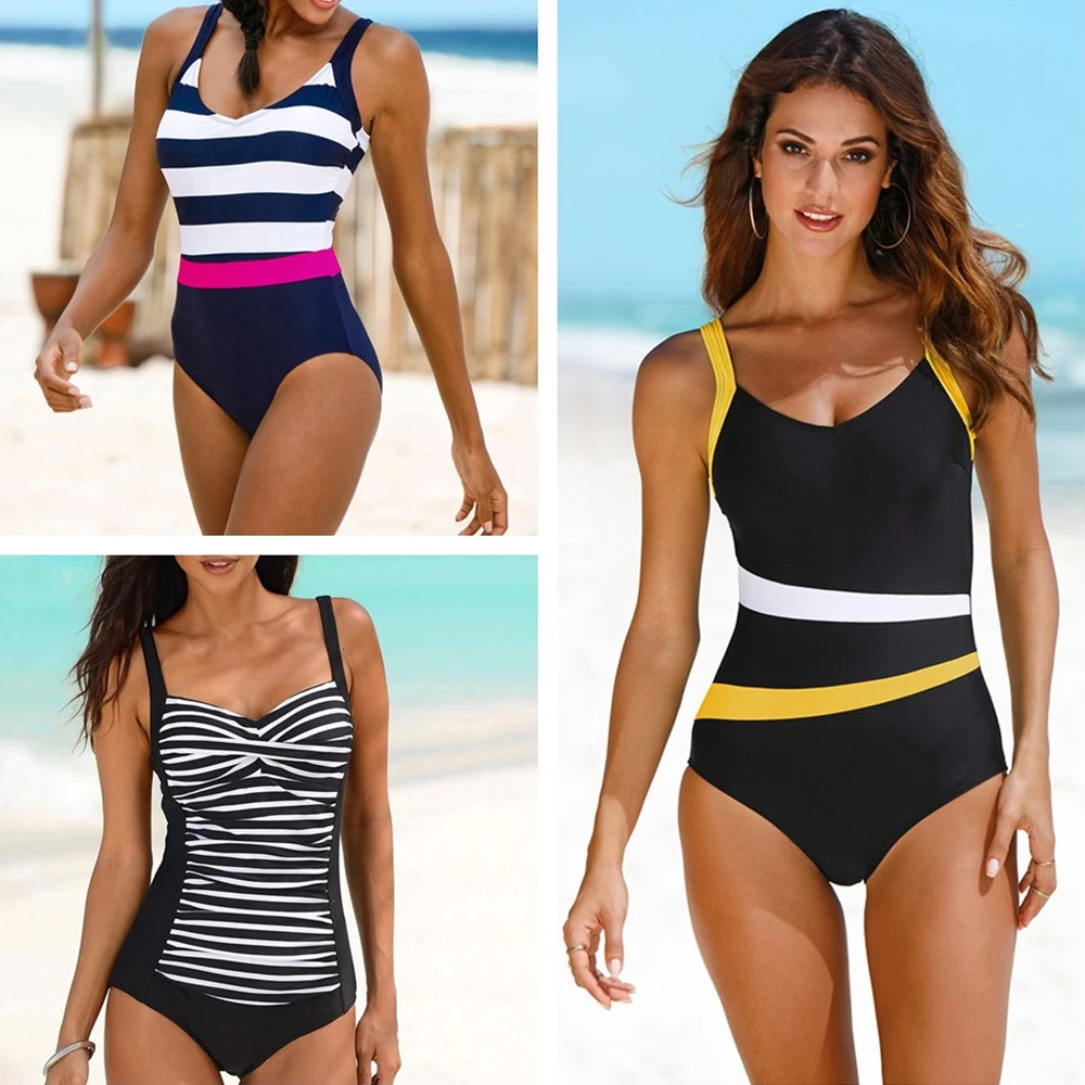2020 Nové jednodielne Plavky Plus Veľkosť Plaviek Ženy Klasické Vintage plavky plážové oblečenie Backless Slim Plávať Nosenie M~2XL 0