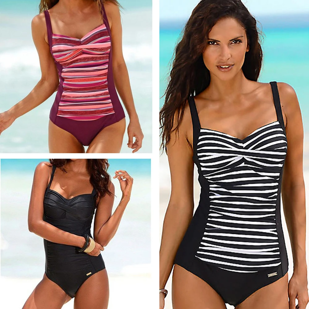 2020 Nové jednodielne Plavky Plus Veľkosť Plaviek Ženy Klasické Vintage plavky plážové oblečenie Backless Slim Plávať Nosenie M~2XL 2