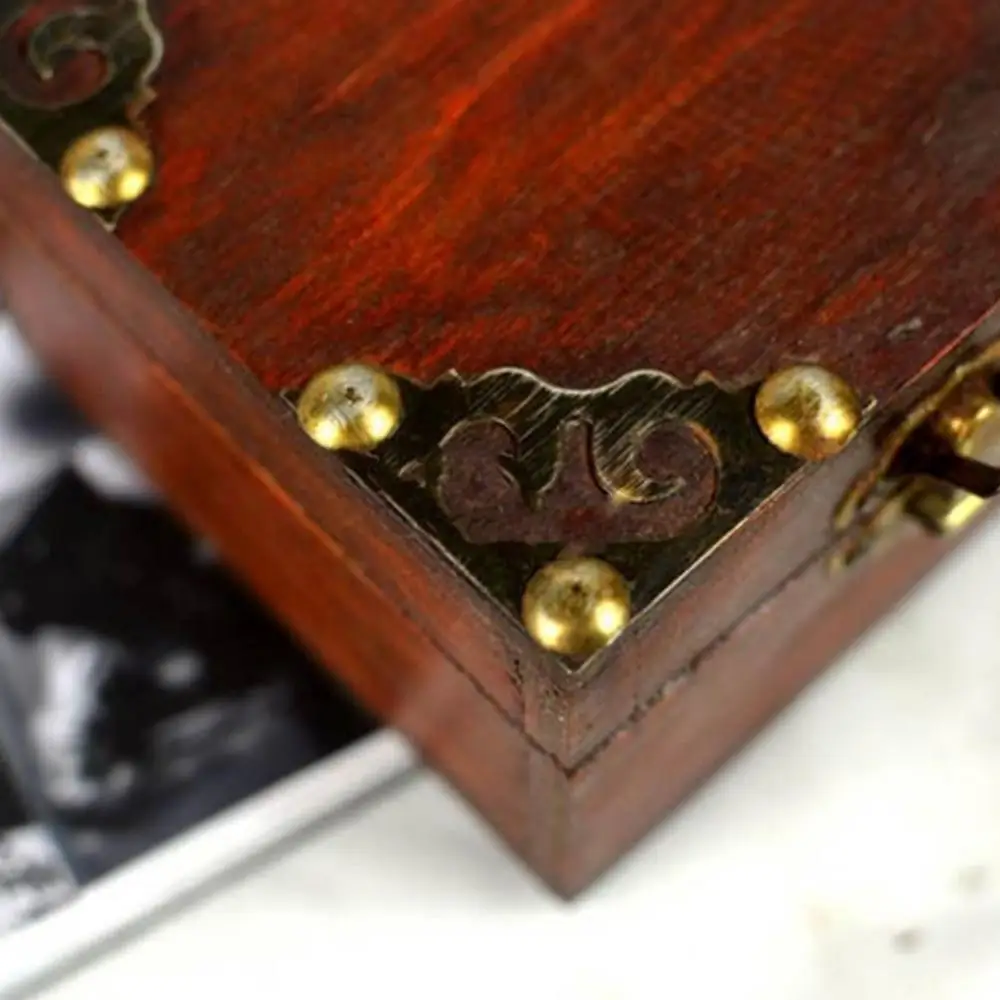 80% Hot Predaj 2ks Klasické Drevené Šperky Hrudníka Box Poklad Skladovanie Organizátor Stôl Drevený Dekor Úložný Box 0