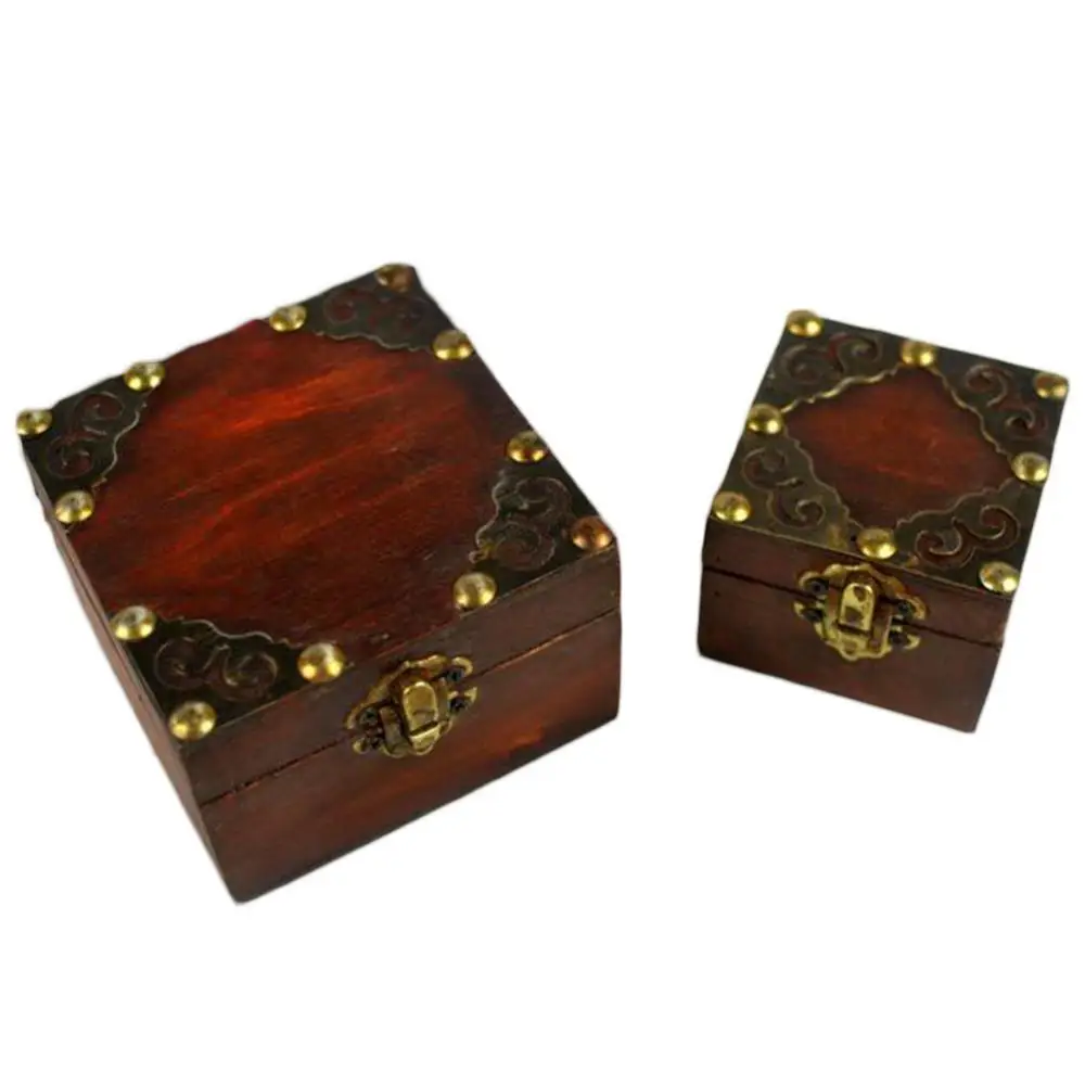 80% Hot Predaj 2ks Klasické Drevené Šperky Hrudníka Box Poklad Skladovanie Organizátor Stôl Drevený Dekor Úložný Box 1