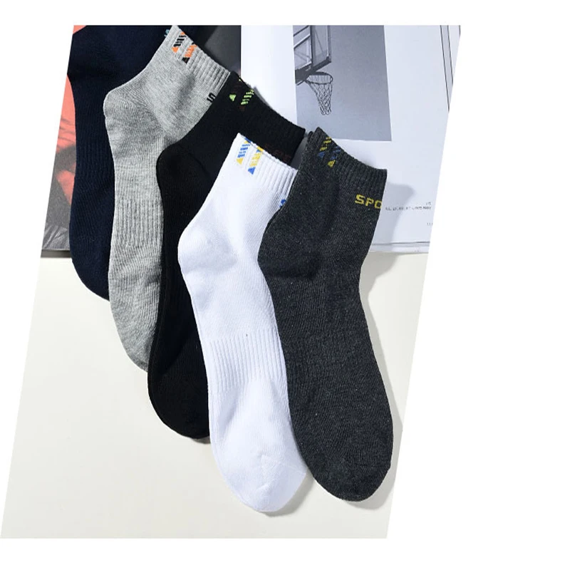 5 párov nové športové ponožky mužov ponožky jarné a letné bavlnené ponožky potu-absorbent tenké ponožky voľný čas dezodorant športové ponožky 3
