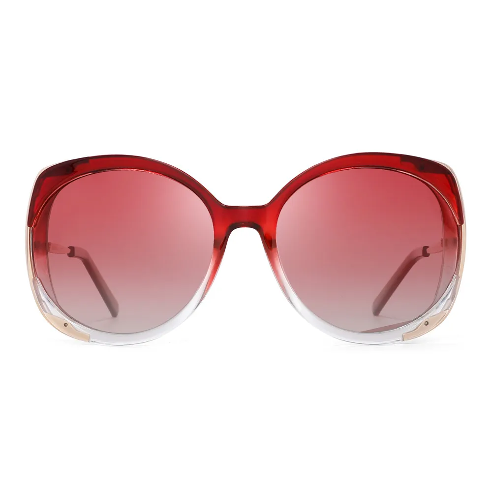 Okrúhly Polarizačný Ženy Nadrozmerné Okuliare Módne Červené Dámske slnečné Okuliare UV400 5