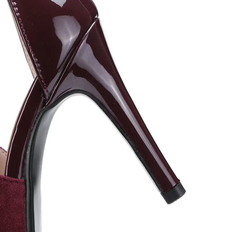 2021 Faux Suede Ženy Sandále Otvorené Prst Tenké Vysokým Podpätkom dámske Topánky Späť na Zips Módne Dámy Strany Topánky Čierne Červené Víno 0