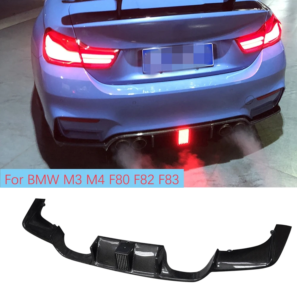 Carbon Fiber Auto Zadný Nárazník Difúzor Pery Spojler pre BMW F80 M3 F82 F83 M4 - 2019 S LED Svetlo, Zadný Nárazník Difúzor 3