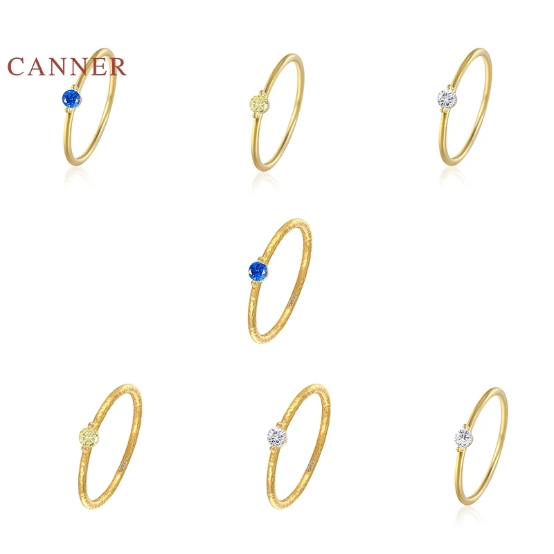 CANNER Biela/Žltá/Modrá Lesklý/Vrások Krúžok 925 Sterling Silver Luxusne Jemné Šperky Prstene Pre Ženy Anillos Bague 2021 Trend 1