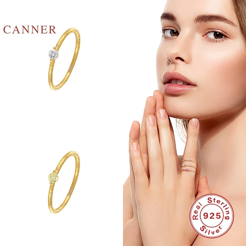 CANNER Biela/Žltá/Modrá Lesklý/Vrások Krúžok 925 Sterling Silver Luxusne Jemné Šperky Prstene Pre Ženy Anillos Bague 2021 Trend 4