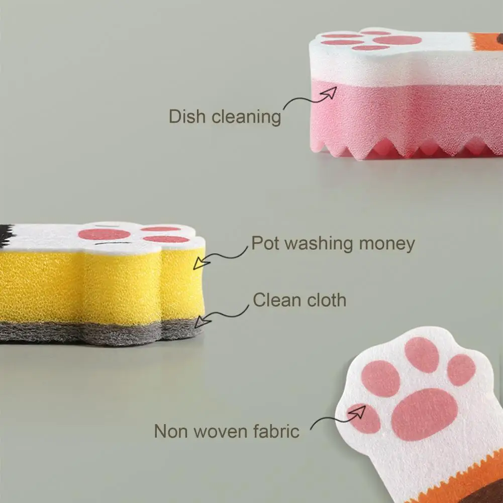 3ks Mačací Pazúr Dizajn Non-scratch riady so Peeling, Hubky Kuchyňa Cleaning Tool 2