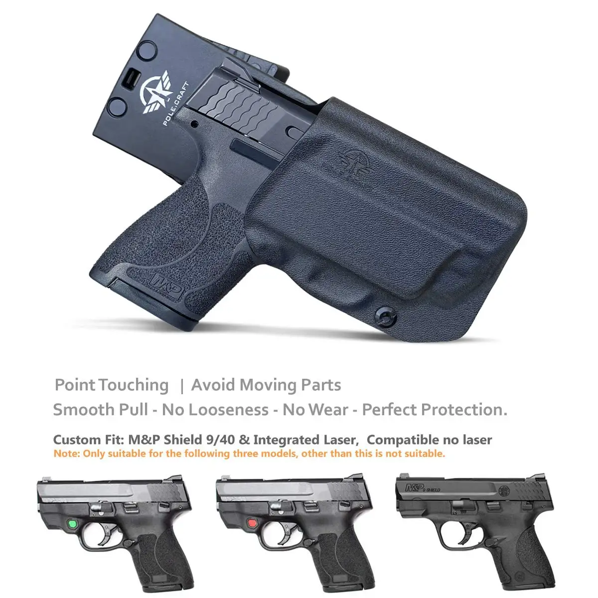 OWB Kydex Puzdro pre : Smith & Wesson M&P Štít 9mm / .40 M2.0 - s Integrovaný Laser Pistol Prípade - 1.5-2 Palcový Spona s 2