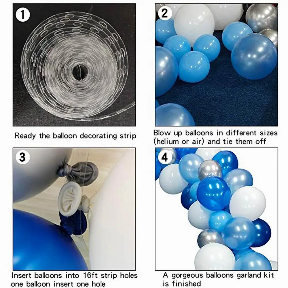 134pcs Modrý Balón Garland Arch Súprava Biela Sivá Modrá Konfety Latexové Balóny Baby Sprcha Svadby, Narodeniny, Party Dekorácie 2
