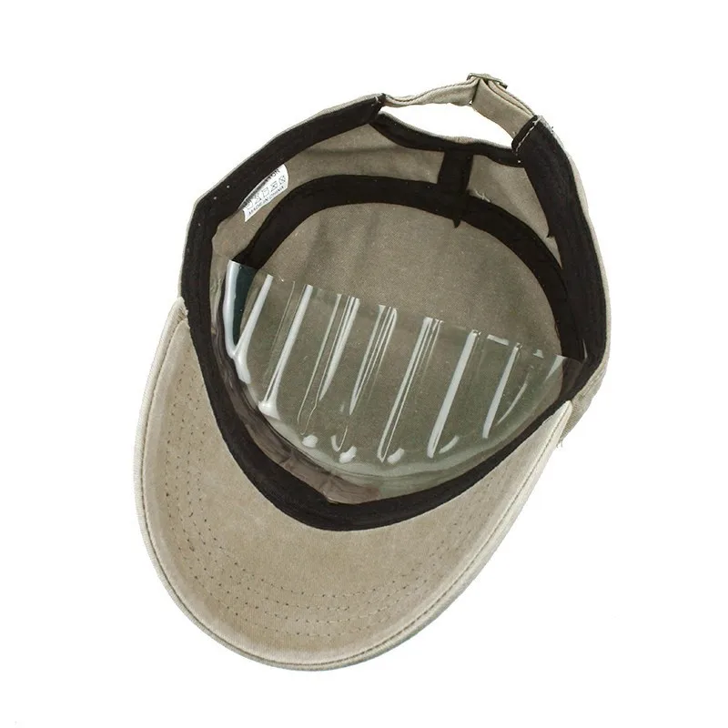 Móda Flat Top Hat Čiapky Mens Ročníka Vojenskej Vonkajšie Unisex Bežné Bavlna Vojak Denim Slnko Klobúk Clonu Pevné Ploché Baseball Cap 3