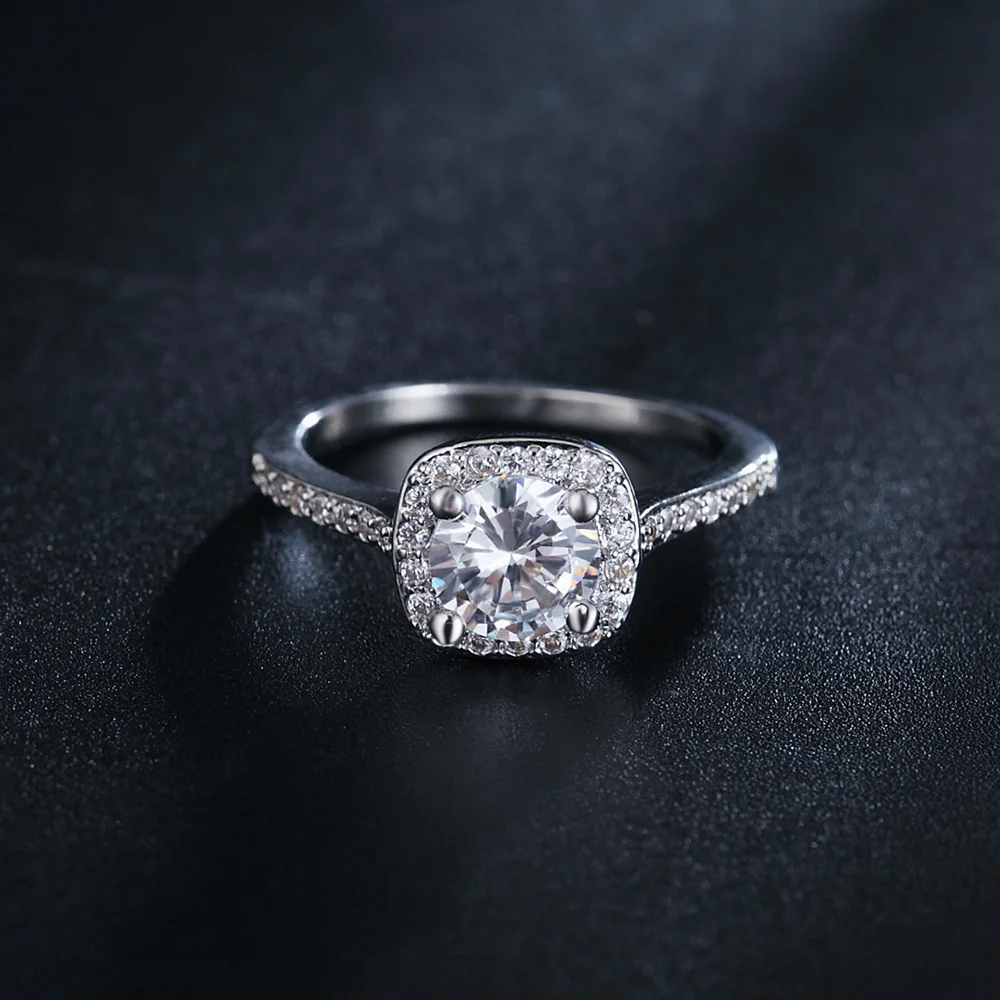 925 Sterling Silver Ring Vykladané S Zirkón Crystal Prsteň Pre Ženu Kúzlo Šperky, Zásnubné Darček AKR002 0
