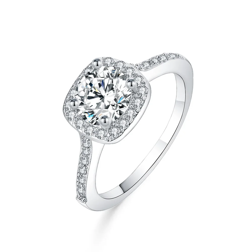 925 Sterling Silver Ring Vykladané S Zirkón Crystal Prsteň Pre Ženu Kúzlo Šperky, Zásnubné Darček AKR002 1