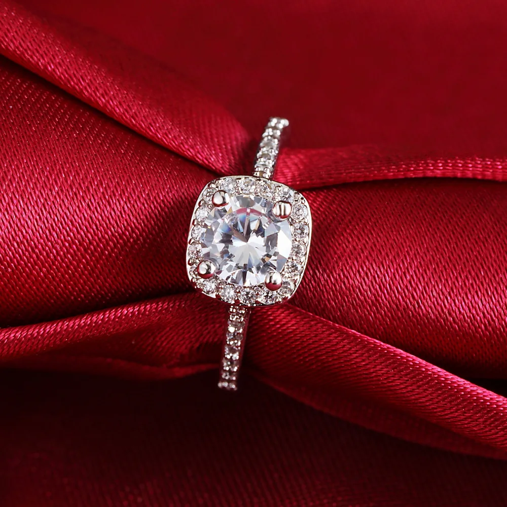 925 Sterling Silver Ring Vykladané S Zirkón Crystal Prsteň Pre Ženu Kúzlo Šperky, Zásnubné Darček AKR002 3