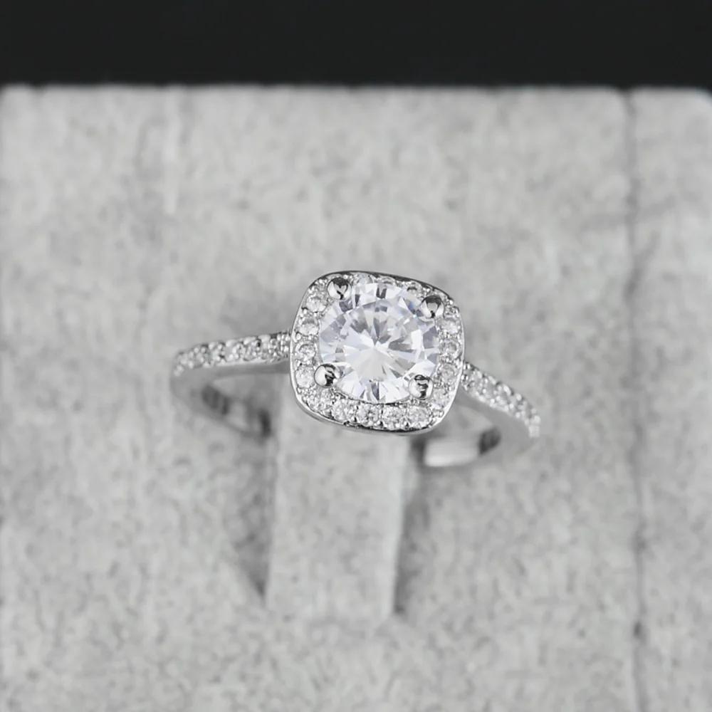 925 Sterling Silver Ring Vykladané S Zirkón Crystal Prsteň Pre Ženu Kúzlo Šperky, Zásnubné Darček AKR002 4