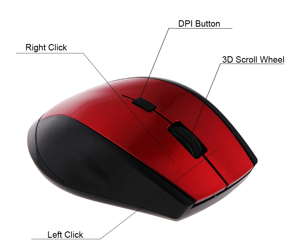 Prenosné Ergonomické 2.4 GHz Wireless Gaming Mouse USB Prijímač Pro Hráč Wi-Fi Myši Počítača Tiché PC Desktop, Notebook, Príslušenstvo 4