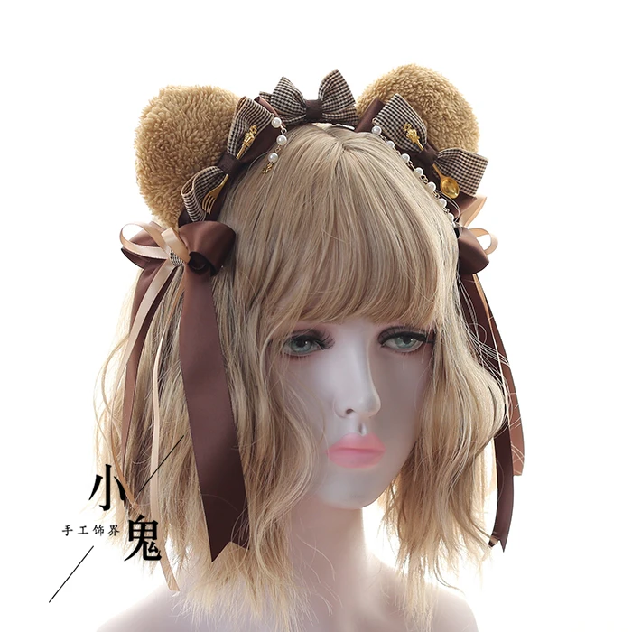 Japonský lolita medveď ear band medveď vlasy kapely kc Lolita čelenka na vlasy priečinok príslušenstvo strane 3