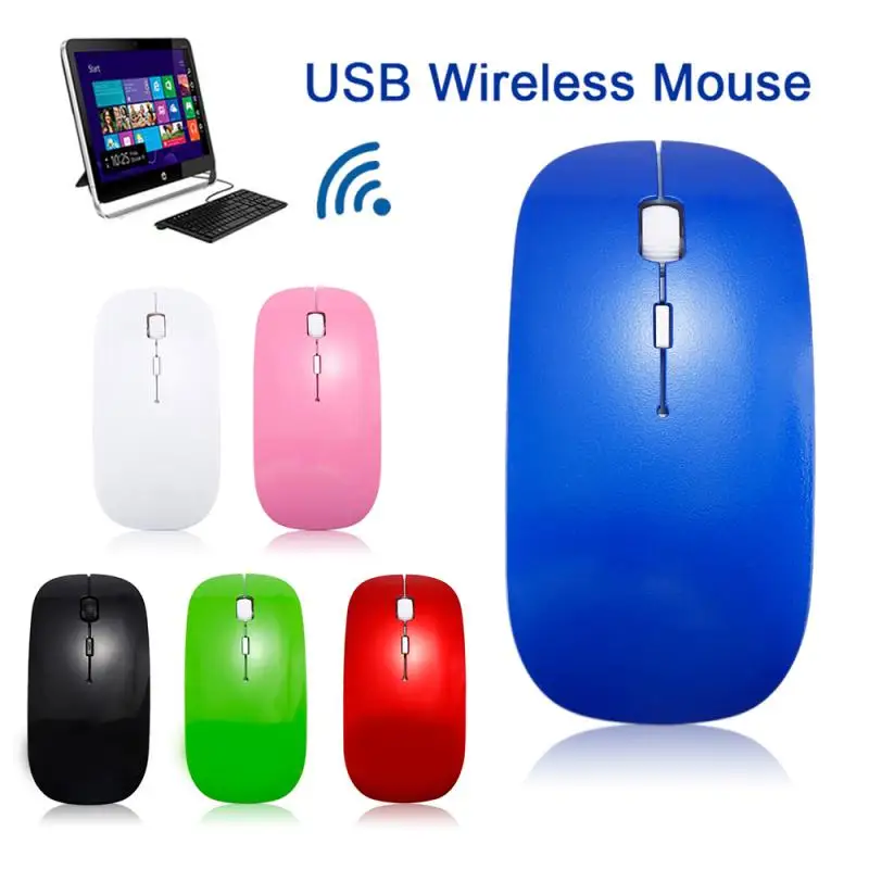 NOVÝ Ultra Tenký 2,4 GHz, 1600DPI Bezdrôtová Optická Myš Počítač PC Myš S USB Adaptér Prijímač Mause Pre Počítač, Notebook Mouse 4