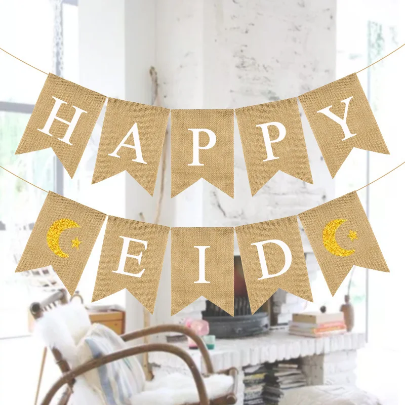 EID Mubarak Dekor Šťastný Eid Bielizeň Banner Placemat Ramadánu Dekorácie pre Domov Moslimských Ramadánu Kareem Slávnostné Podujatia, Party Dodávky 0