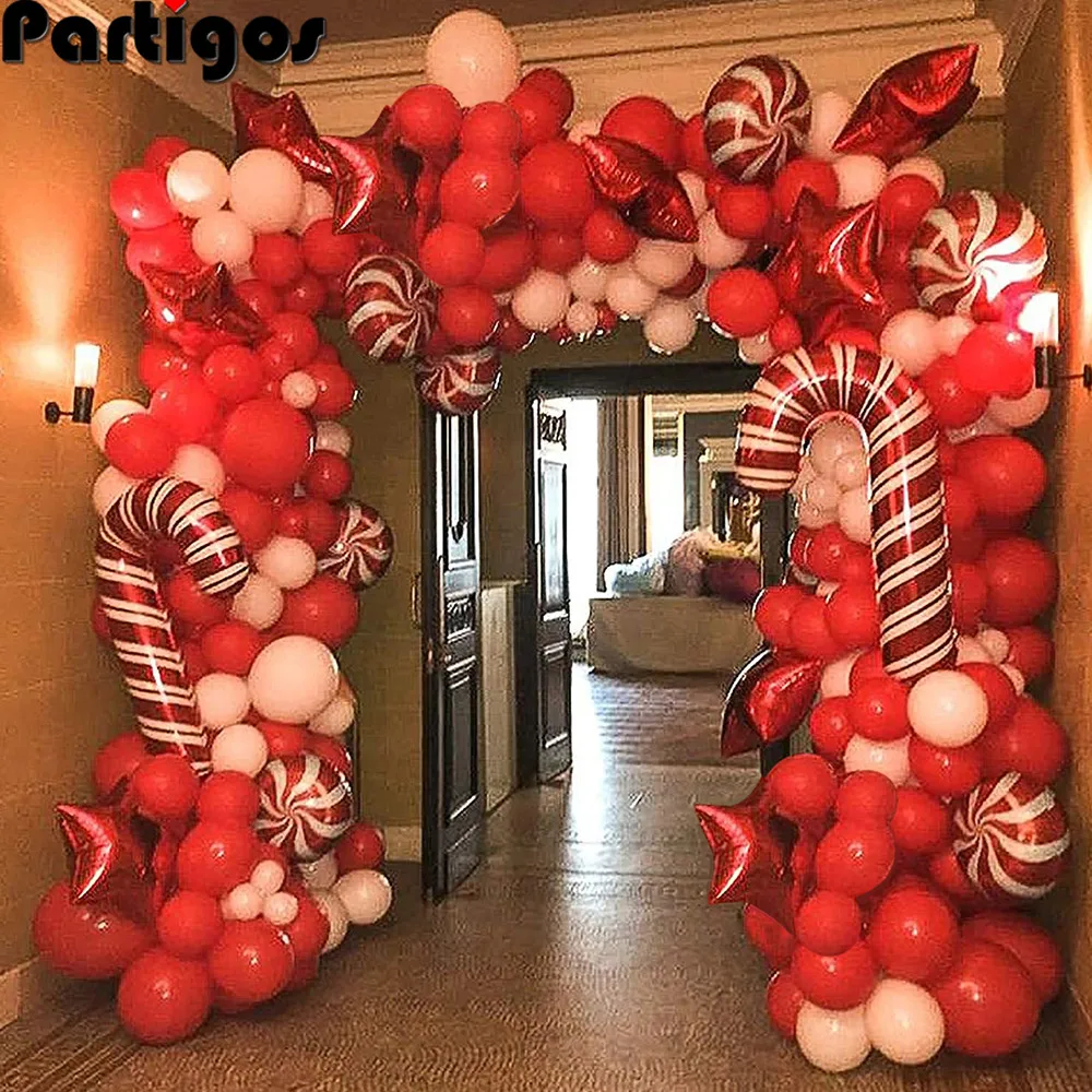 138pcs Vianočné Balón Garland Arch auta s Vianoce Červená Biela Candy Balóny Červená Hviezda Globos na Vianočné Party Dekorácie 2