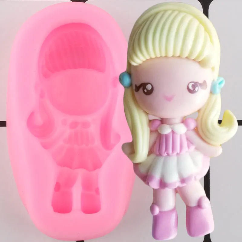 3D Dievčatko Tortu Hranice Silikónové Formy Cupcake Vňaťou Fondant Plesne Cake Zdobenie Nástroje Candy Ílu Polyméru Čokoláda, Formy 2