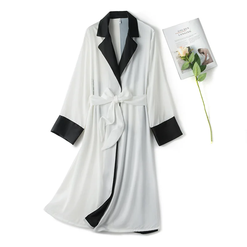 Nové Faux Hodvábne Kimono Šaty, Župan Ženy Satin Bridesmaid, Rúchu Sexy Black White Butterfly Šaty Dámske Župany 4