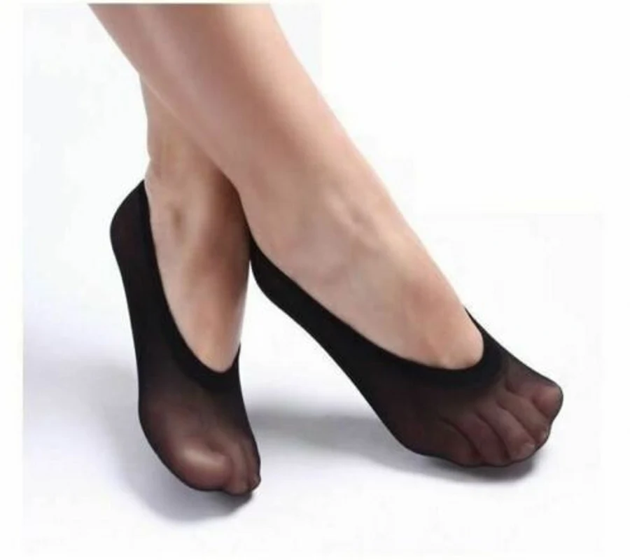 Dámy, Dievčatá, Ultra-tenké Anti-Slip pre Letné Priedušné Ponožky Black/Skin/Tmavá Pokožka Žien Protišmykové Neviditeľné Členok Loď Ponožky 1