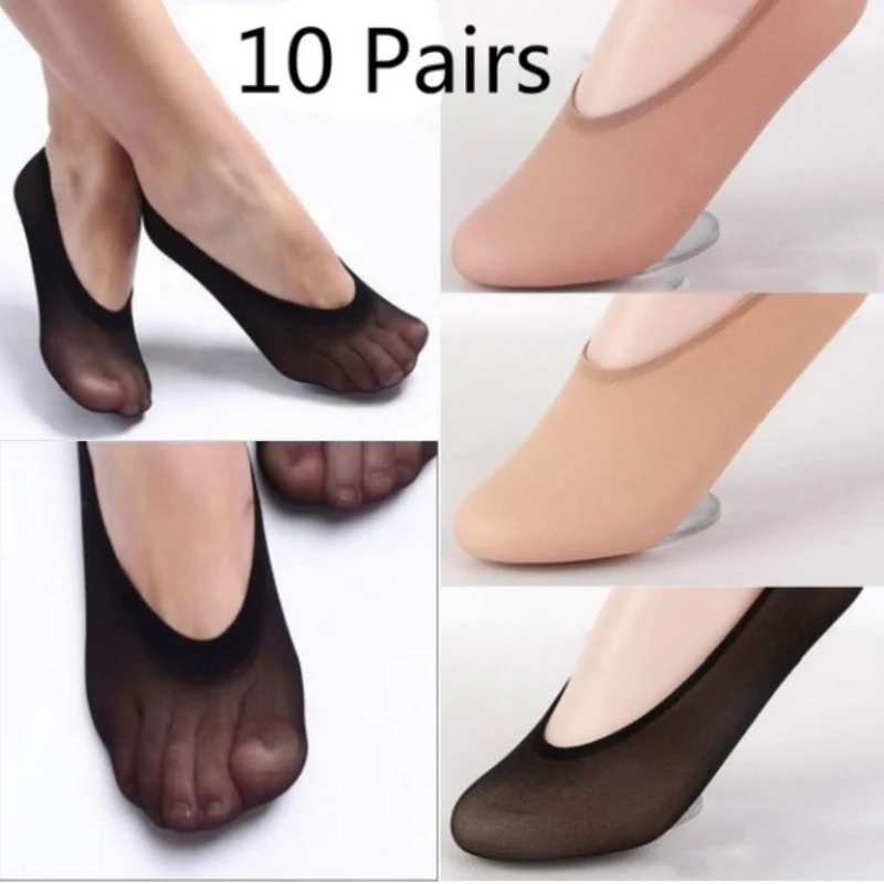 Dámy, Dievčatá, Ultra-tenké Anti-Slip pre Letné Priedušné Ponožky Black/Skin/Tmavá Pokožka Žien Protišmykové Neviditeľné Členok Loď Ponožky 3