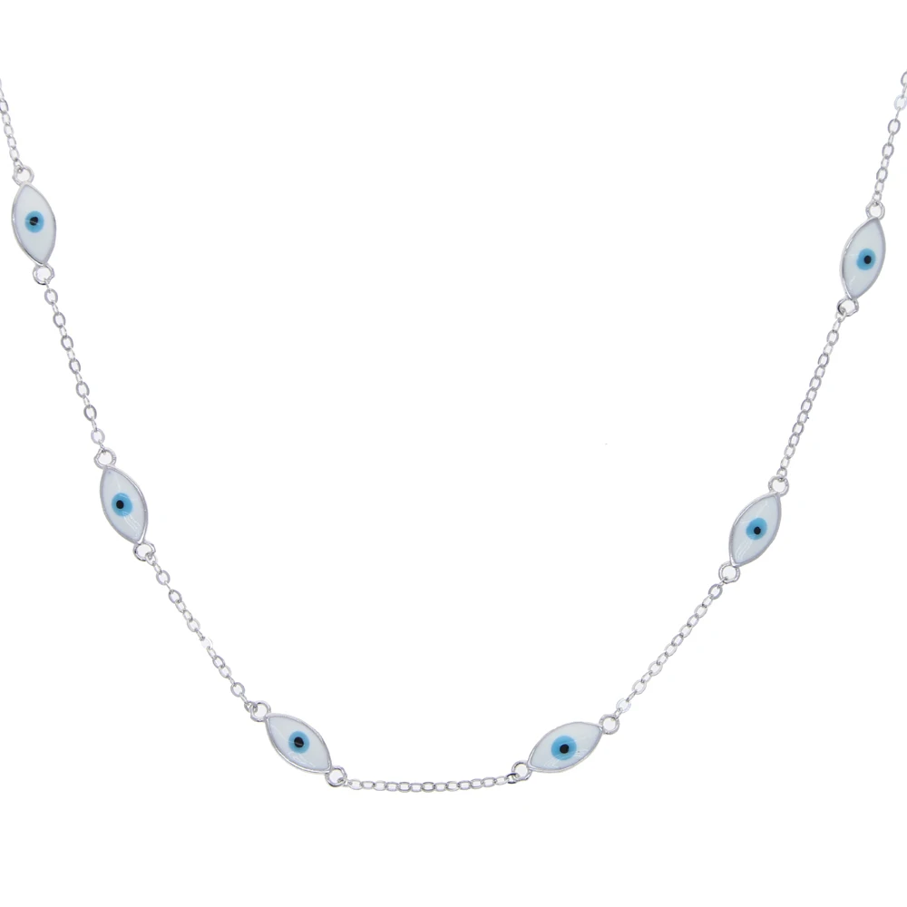 2021 Šťastie, turecké zlým okom reťazí choker náhrdelník 925 sterling silver náhrdelník pre ženy, dievča, darček k narodeninám kvapka loď 3