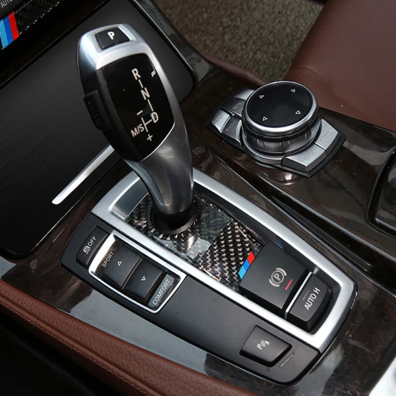 1PC Reálne Uhlíkových Vlákien Centrum Getriebe Shift Panel Rahmen Schaltknauf Abdeckung kožušinu Orezania BMW 5 GT Series X3 x4 F07 F10 F25 F26 2