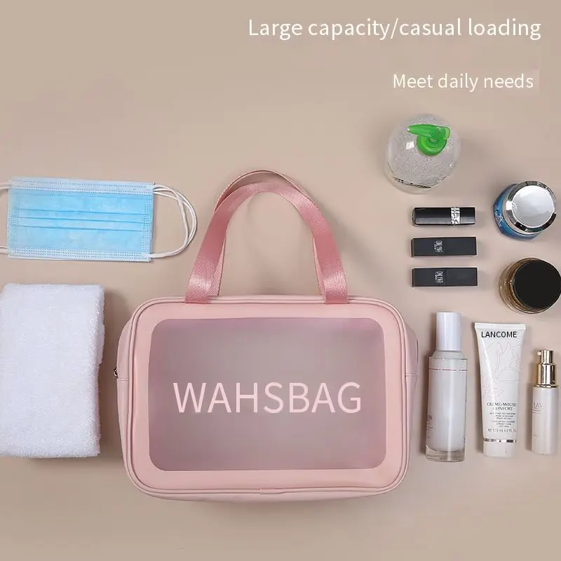 Transparentné tri-dielna sada make-up wash bag veľkú kapacitu pvc vaňa taška priesvitné matný prenosná taška dievča cestovanie taška 2