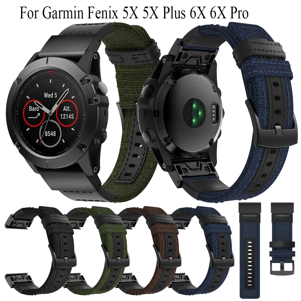 Originál Plátno watchband popruh Pre Garmin Fenix 5X 5X Plus 6X 6X Pro smart hodinky nový pás nahradiť náramok Nastaviteľné Náramok 3
