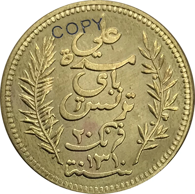 www.ister-centrum.sk francúzsko roku 1893 Francúzsko Tunisko 20 Frankov zlaté mince Zberateľské Mosadz Kópiu Mince 1