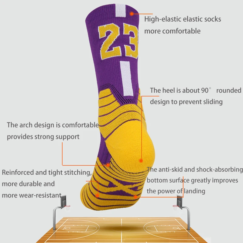 Uprostred Trubice, Basketbal, Futbal Ponožky pre Dospelých Detí Hrubé Dno Športové Ponožky Non-slip Basketbalového Hráča Číslo Šport Posádky Ponožky 1